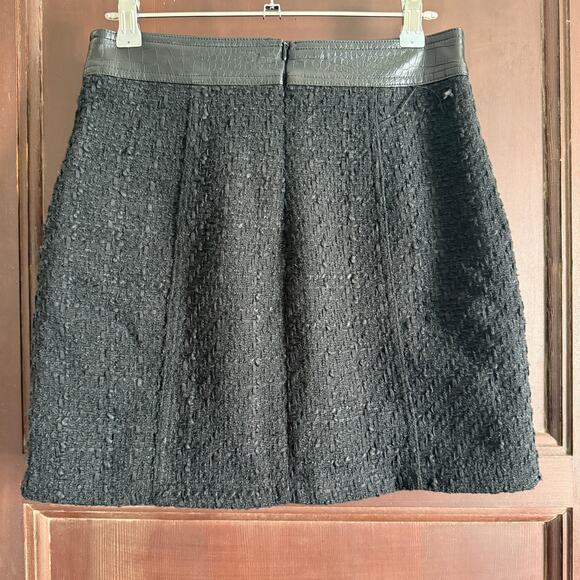 CHRISTIAN LACROIX | Black Boucle Vegan Croc Leather Button front Mini Skirt Sz 2 - Picture 3 of 6